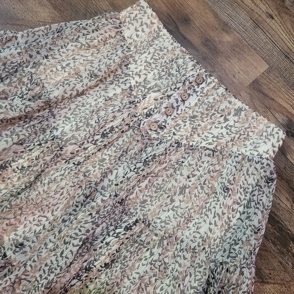 By Together Ivory & Pink Lined Tiered Ruffle Skirt Size Small - Picture 3 of 7